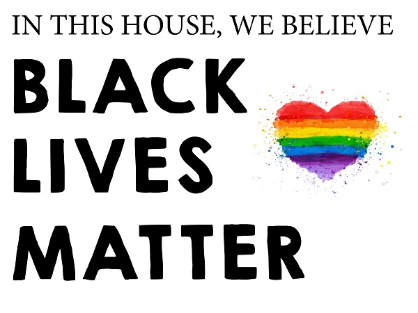  18" x 24" coroplast sign (Black Lives Matter Rainbow Heart)