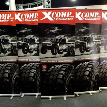 Pop-up display created for Xcomp Tires by Gladiator 