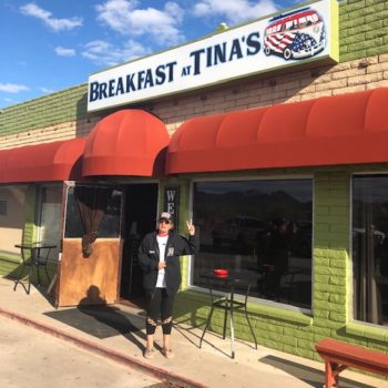 Outdoor signage of Breakfast at Tina's diner