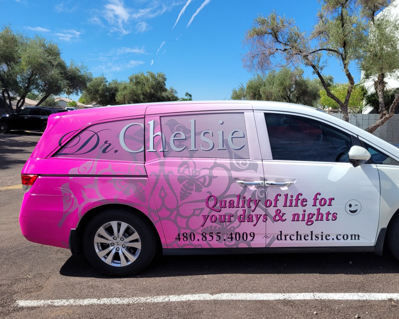 Full vehicle wrap with vibrant colors