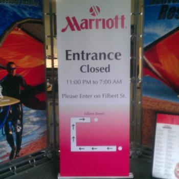Marriott entrance closed sign