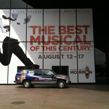 The Book of Mormon musical window graphic