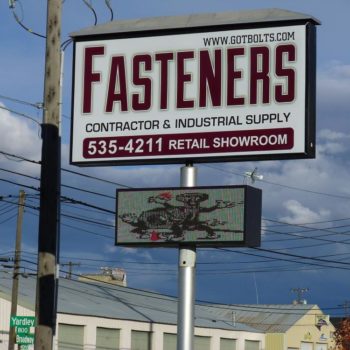 outdoor sign for Fasteners