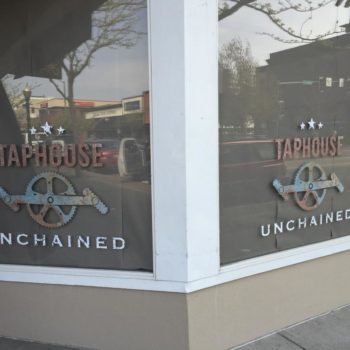 Taphouse Unchained window graphic