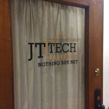JT Tech window graphic
