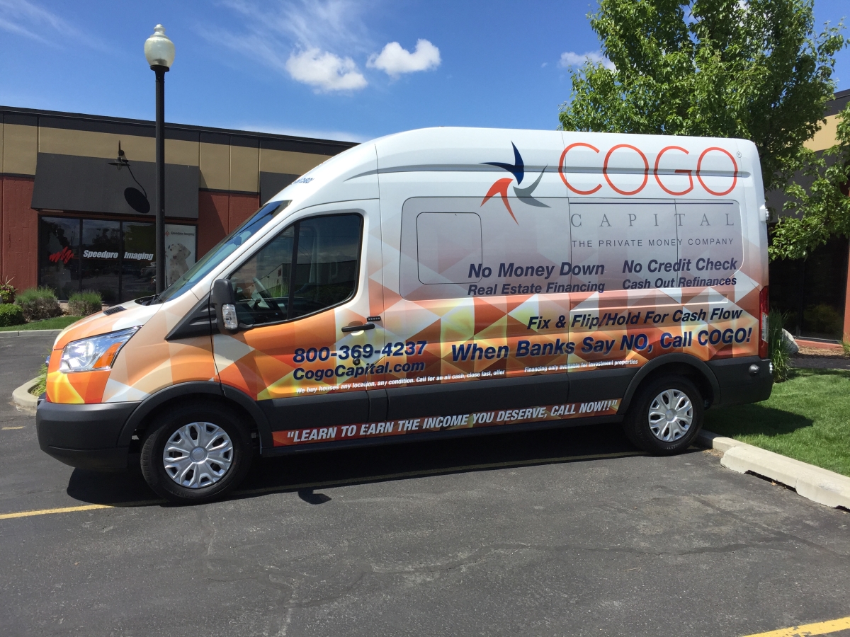 custom vehicle wrap for Cogo Capital 