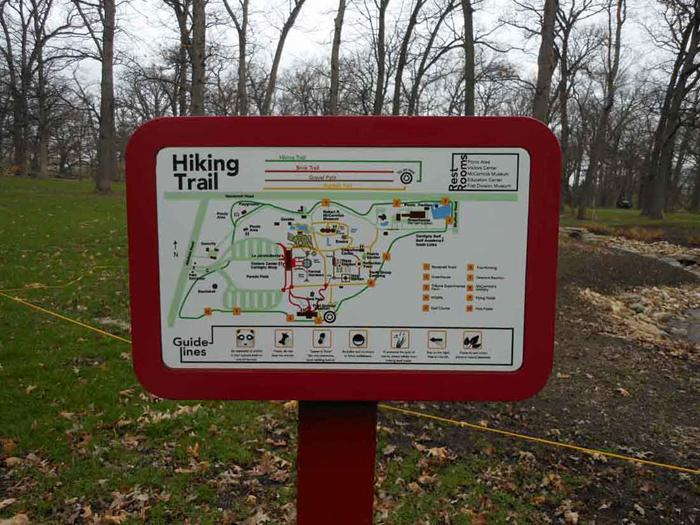 Hiking trail map sign