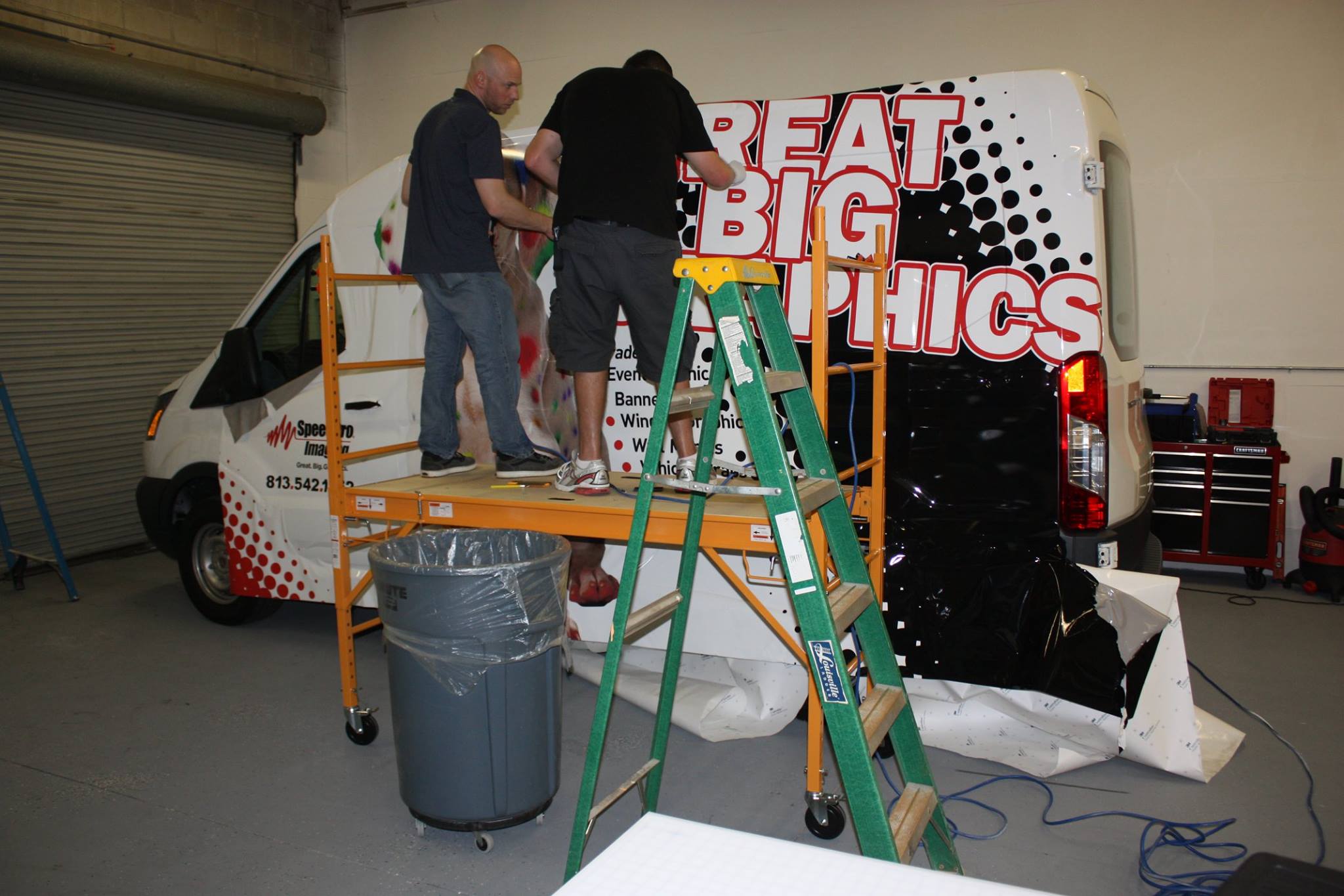 SpeedPro van wrap in process