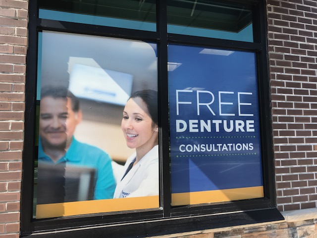 Free Denture Consultations window graphic