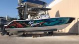 boat wrap with shark and angry octopus 