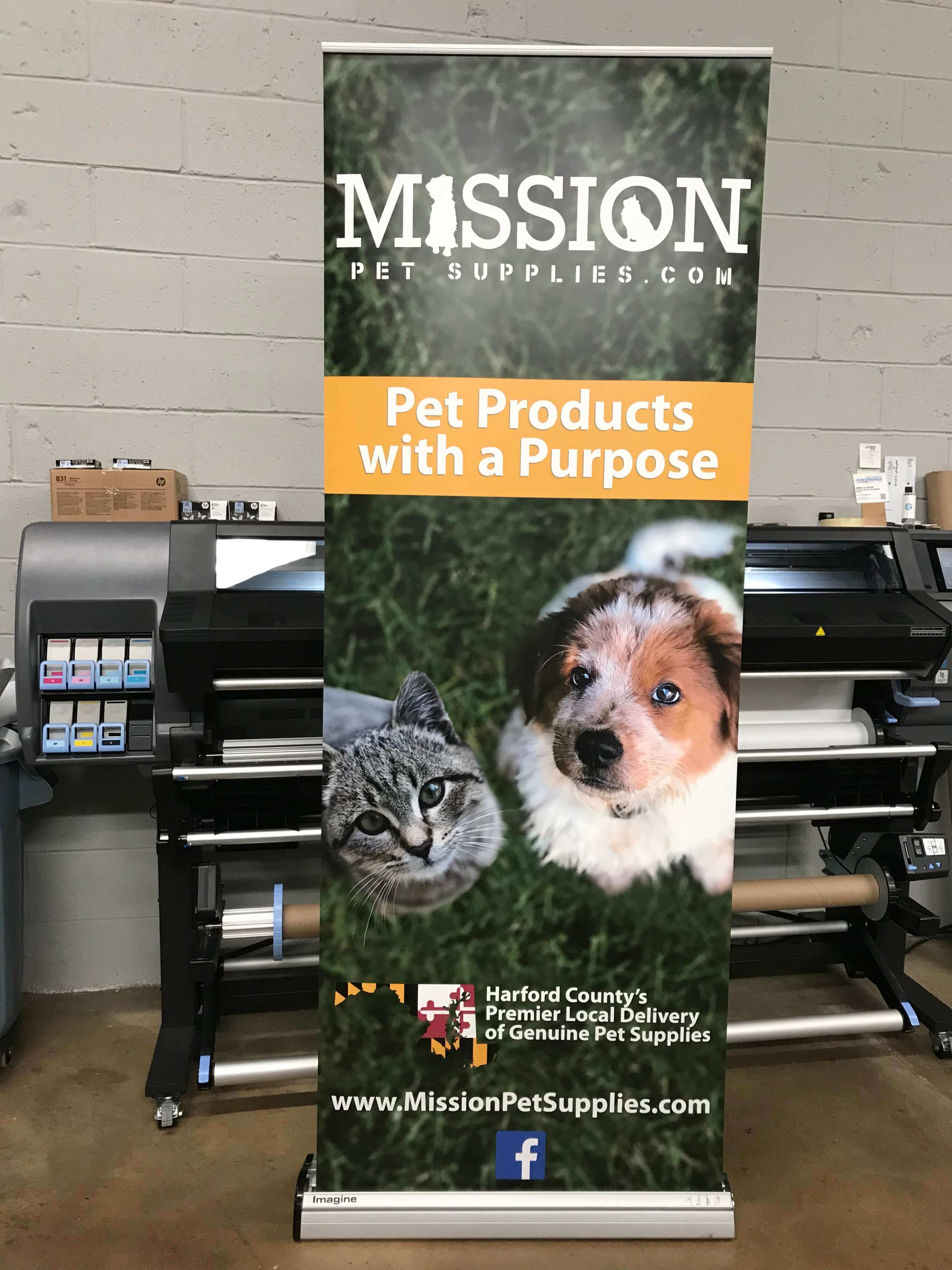 Mission Pet Supplies retractable banner