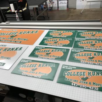 Signs for College H.U.N.K.S. Hauling Junk & Moving created by SpeedPro Towson 