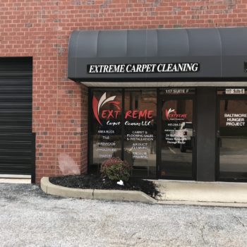 Window decal curb graphics for Extreme Carpet Cleaning LLC 