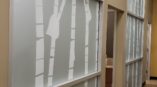 Bamboo patterened frosted glass