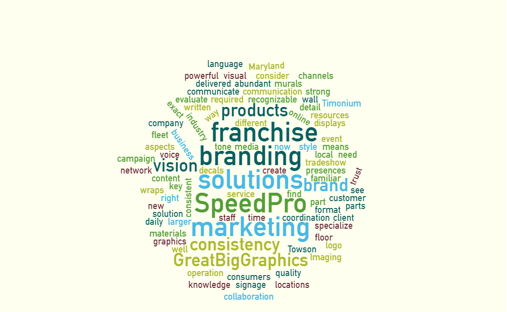 Word cloud associated with SpeedPro services