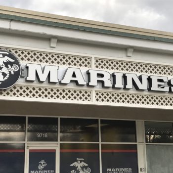 Outdoor sign for the Marines featuring their logo created by SpeedPro Towson 