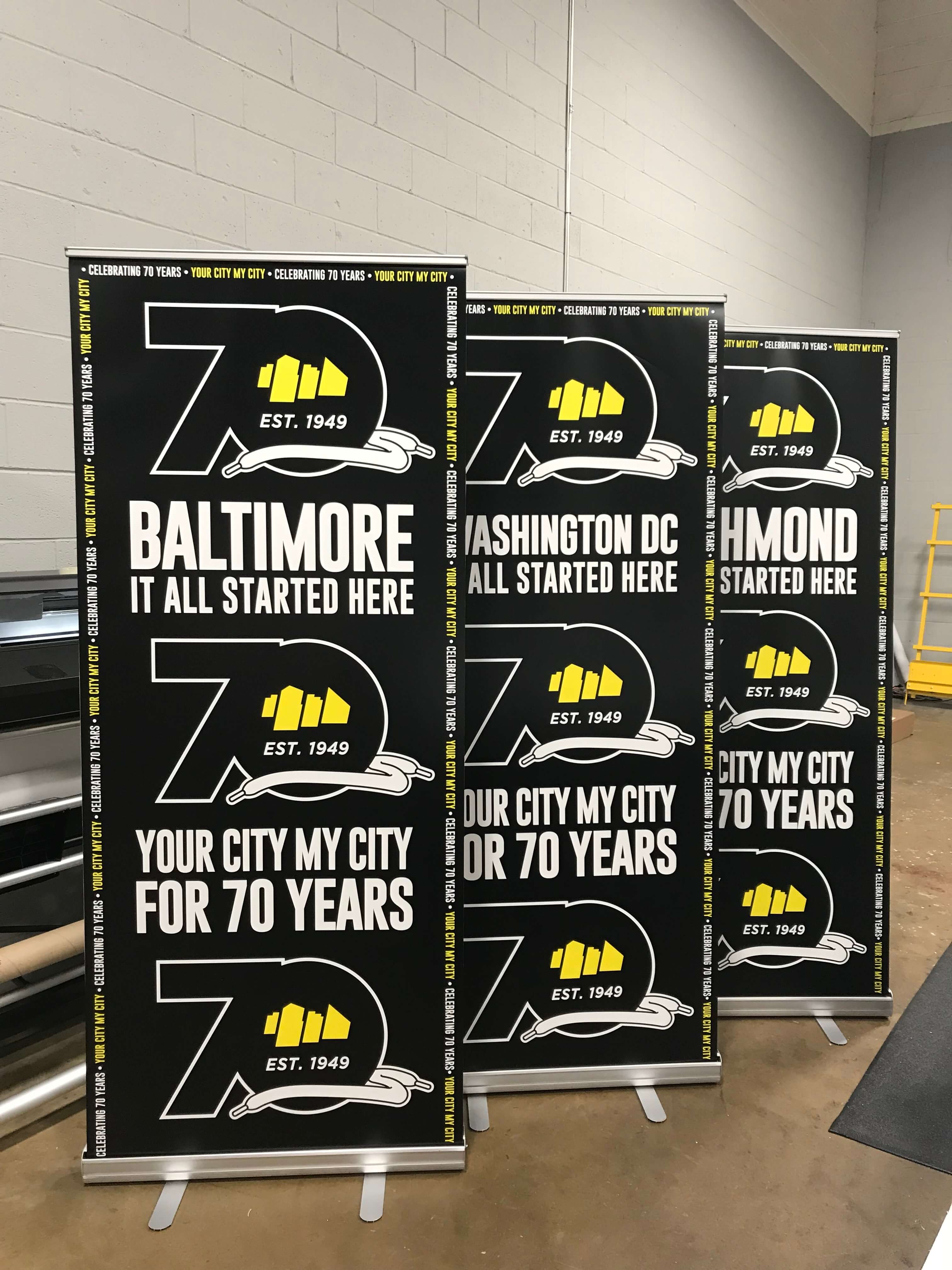 Baltimore 70 year retractable banners