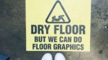Floor sign with text 