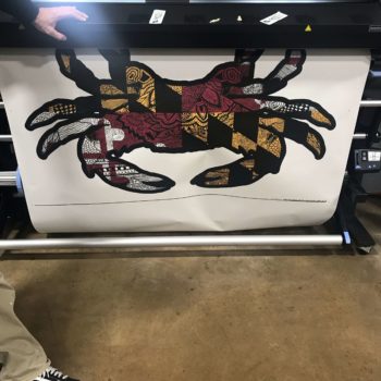Maryland Crab print coming out of the printer