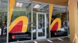 Curb graphic on glass doors for Howard Bank Mortgage 