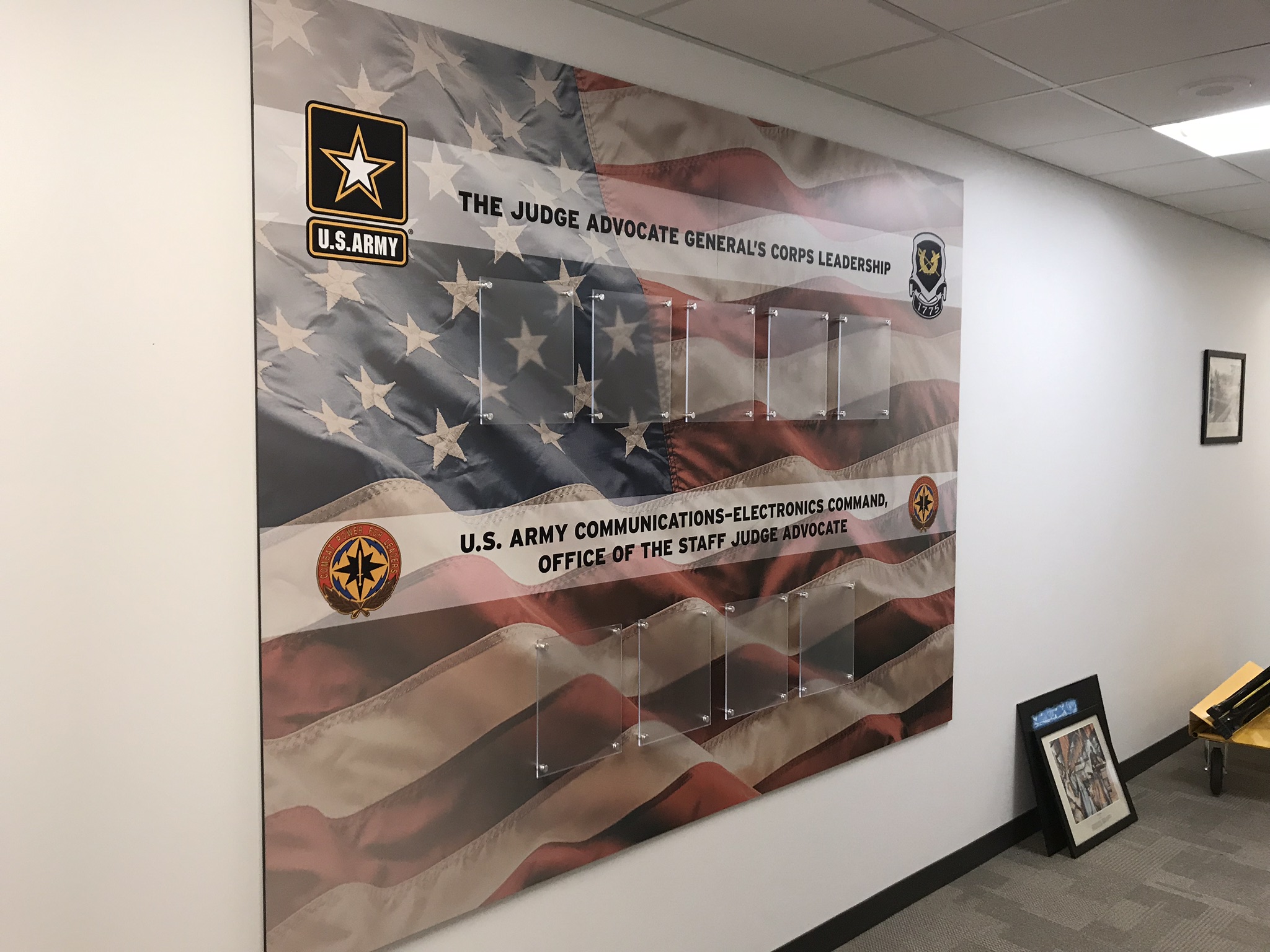 US Army inside award wall decor