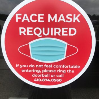 Face Mask Required Door Decal Close Up
