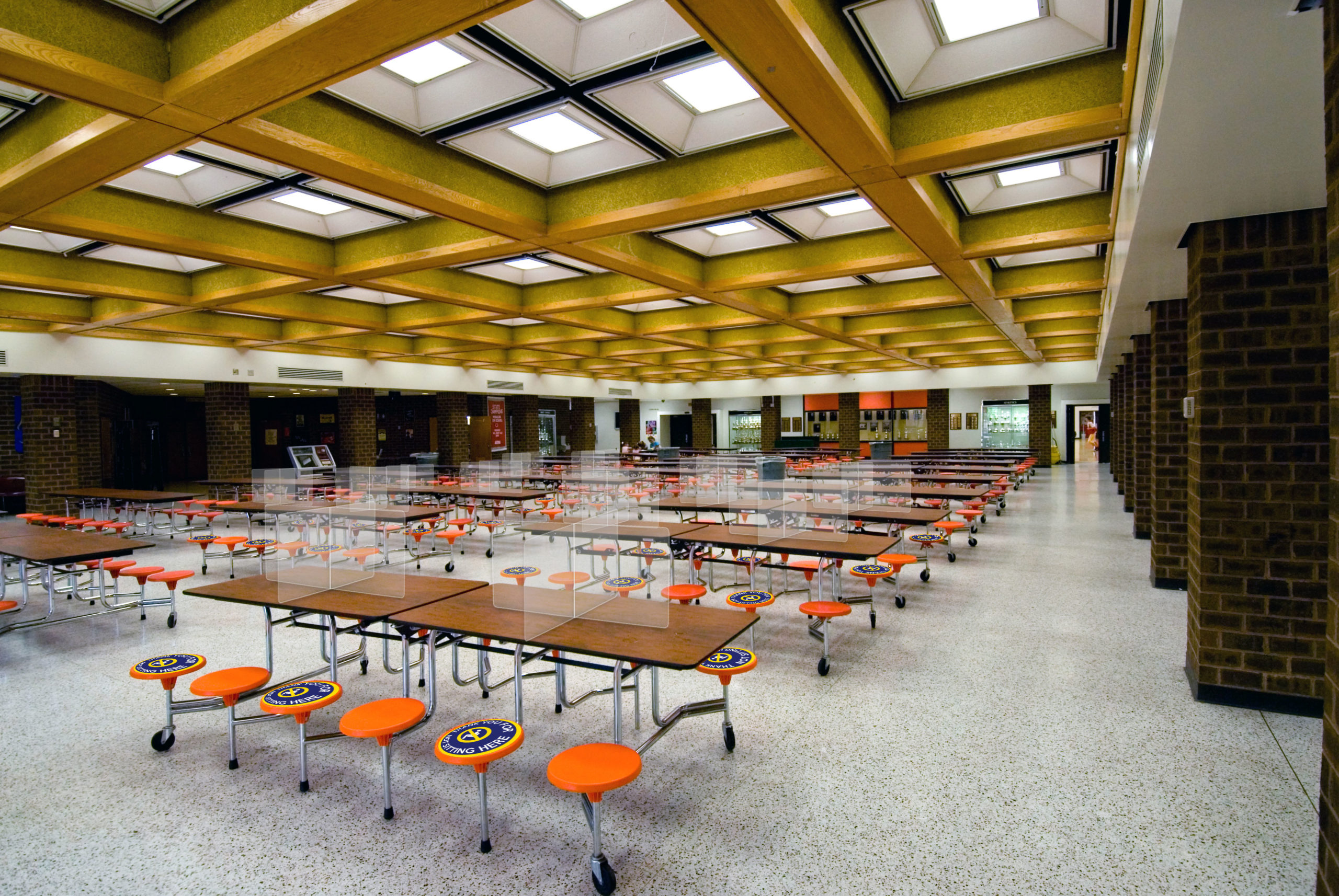 Cafeteria With 4-Way Desktop Sneeze Guards
