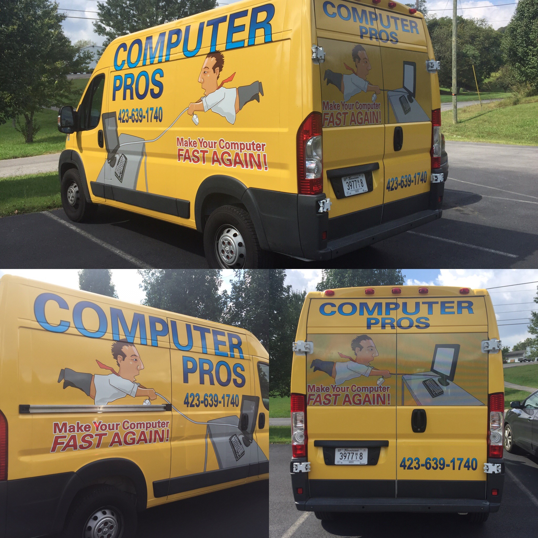 custom vehicle wrap on truck for Computer Pros