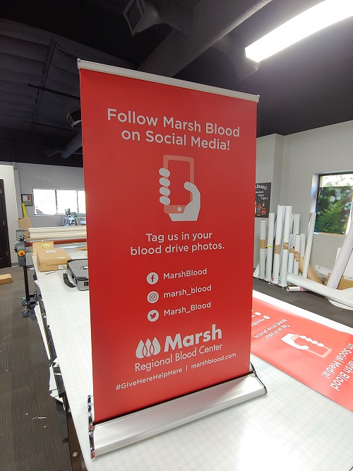 Marsh Blood social media retractable banner