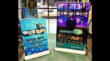 retractable banners for bowling alley and plumbing service
