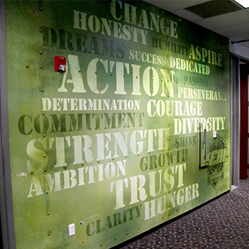 wall graphic with sales excellency and leadership values