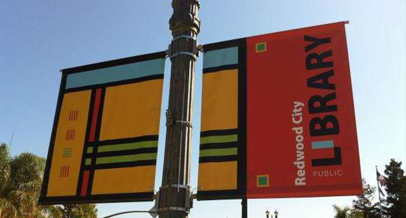 Banner for a public library