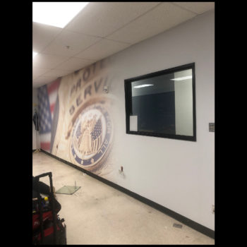 American flag and police badge wall graphic