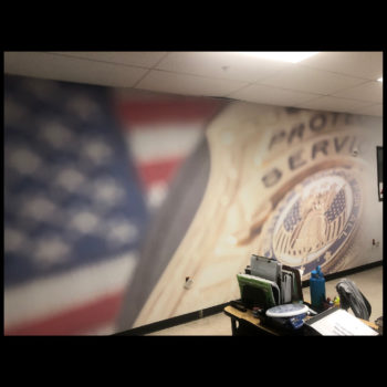 wall mural of a protective service badge 