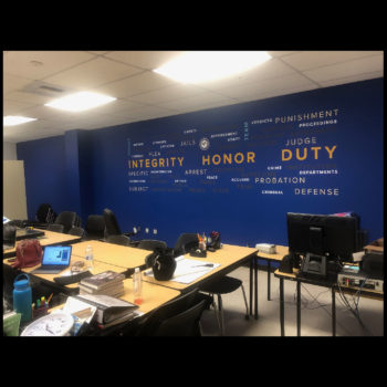 Integrity, Honor, Duty wall mural with blue background