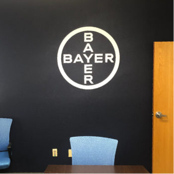 Bayer and Bayer wall decal in an office