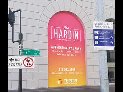 colorful window graphics for The Hardin