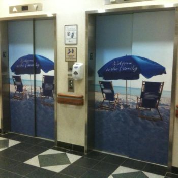 Welcome elevator wrap