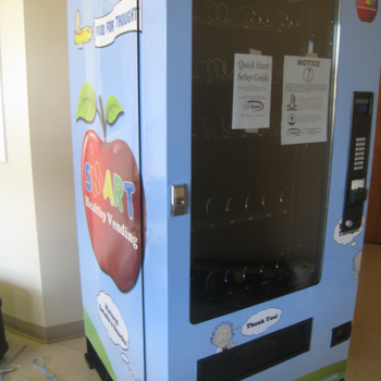 An empty vending machine for health food.