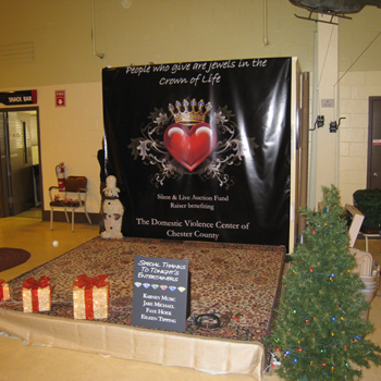A wall banner for the Domestic Violence Center of Chester County.