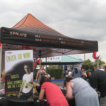 A custom event tent for a Philadelphia radio station.
