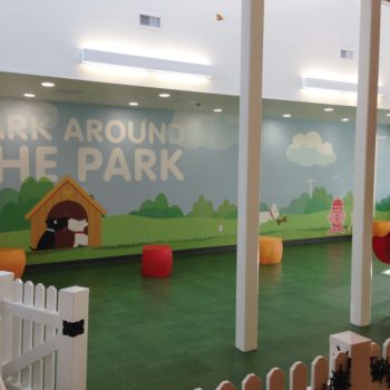 Indoor bark park graphics