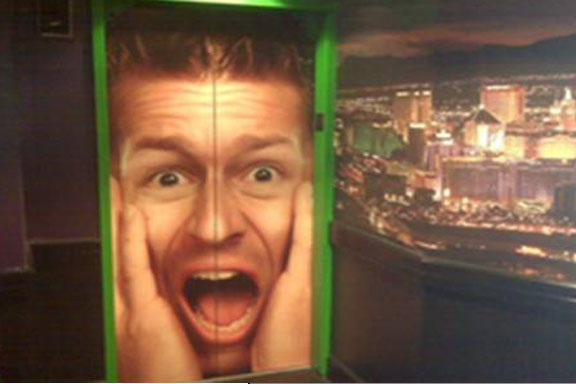 Elevator wrap of a man's face