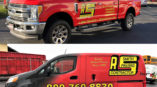 Two vehicles with custom designed vehicles graphics for R Smith Paving Contractor Inc.