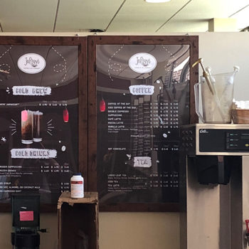 Joffrey's coffee menu signage