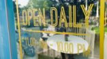 Open Daily vinyl lettering
