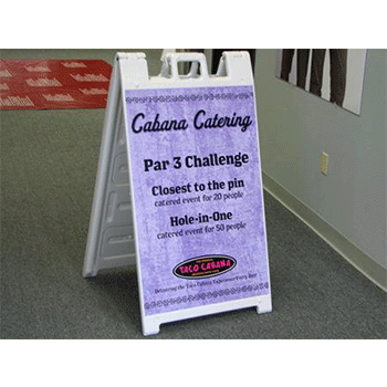 SpeedPro directional signage for Cabana Catering on white display board