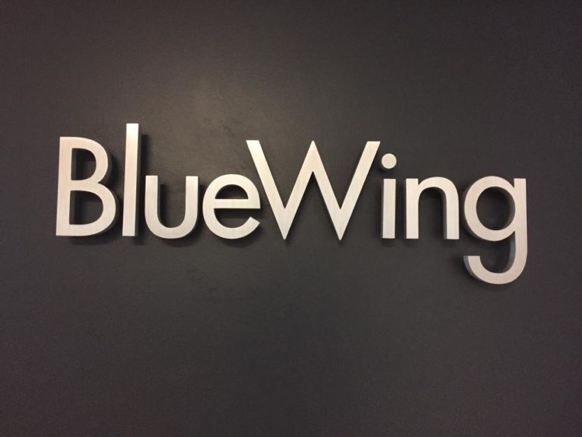 blue wing reception signage