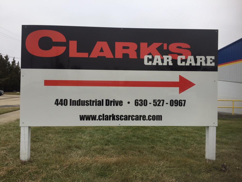 Clark's road directional sign