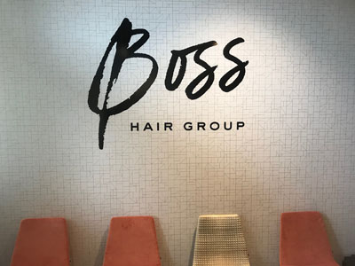 Boss Hair wall logo decal